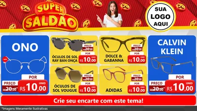 Modelo de TV para TV Horizontal com o tema Super Saldão para Óticas