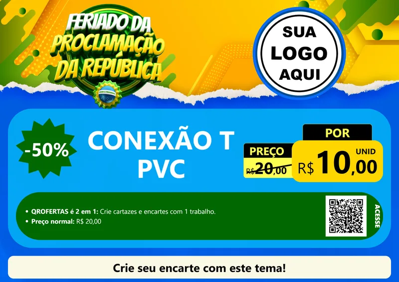 Modelo de Cartaz para Cartaz A4 Horizontal com o tema Feriado da Proclamação da República para Tubos e conexões