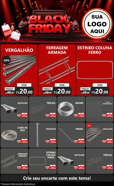Modelo de Encarte para Encarte Grande com o tema Black Friday para Ferragens