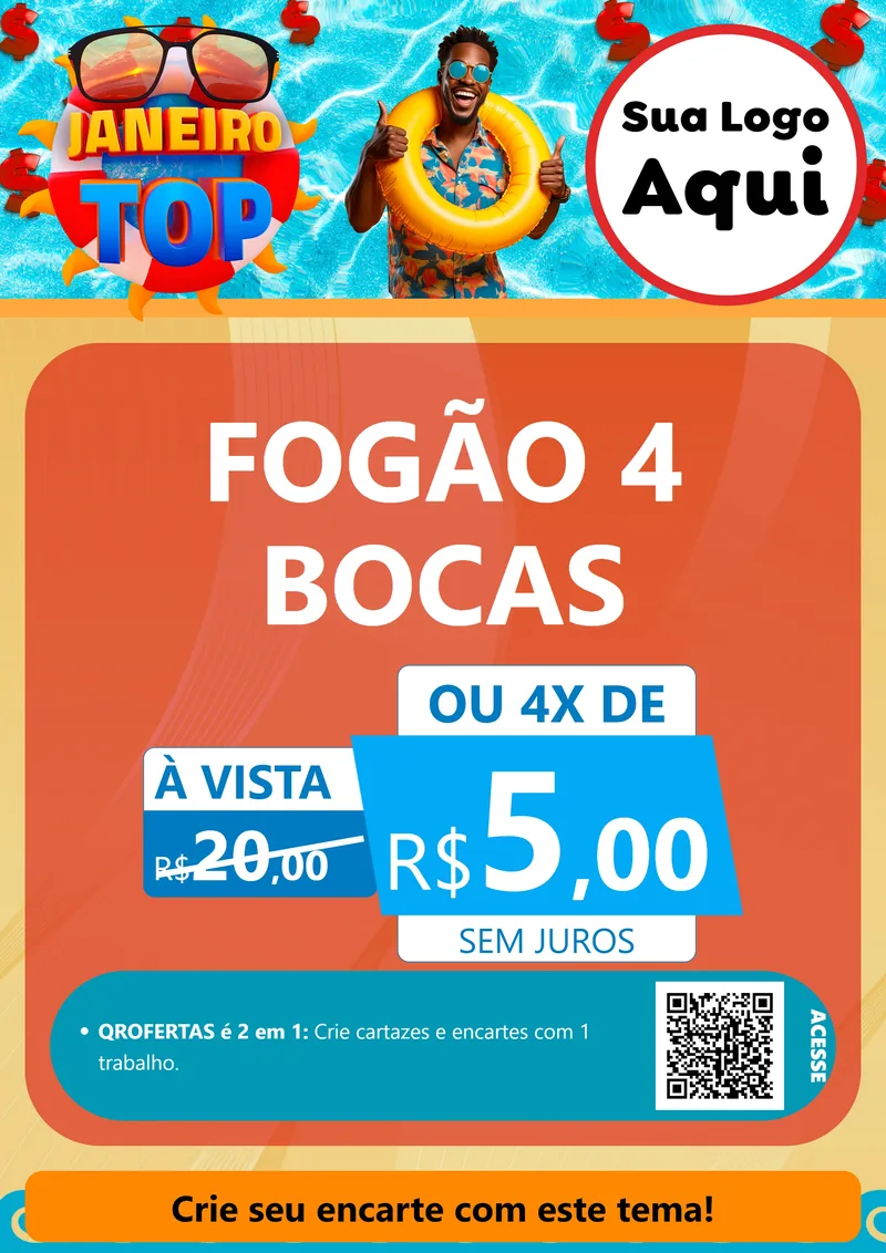 Modelo de Cartaz para Cartaz A4 Vertical com o tema Janeiro Top para Móveis e Eletro