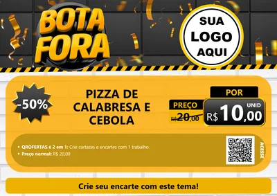 Modelo de Cartaz para Cartaz A4 Horizontal com o tema Bota Fora para Pizzaria