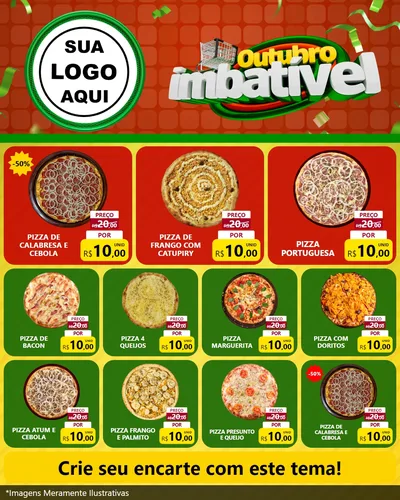Modelo de Rede Social para Feed Instagram com o tema Outubro Imbatível para Pizzaria