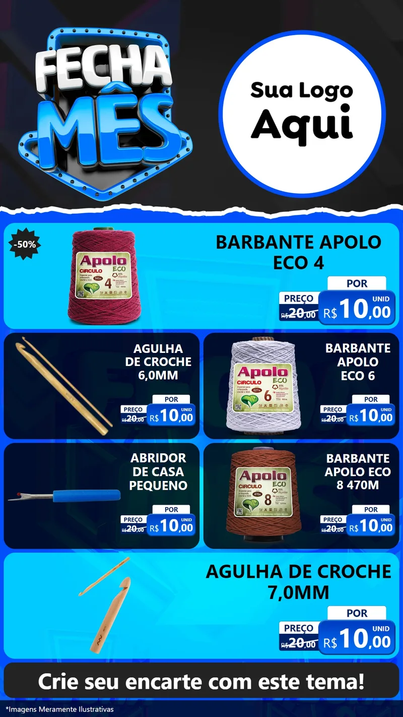 Modelo de TV para TV Vertical com o tema Fecha Mês para Armarinho e Aviamentos