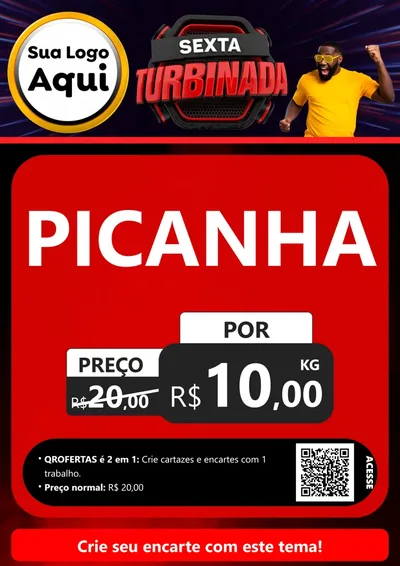 Modelo de Cartaz para Cartaz A4 Vertical com o tema Sexta Turbinada para Açougue