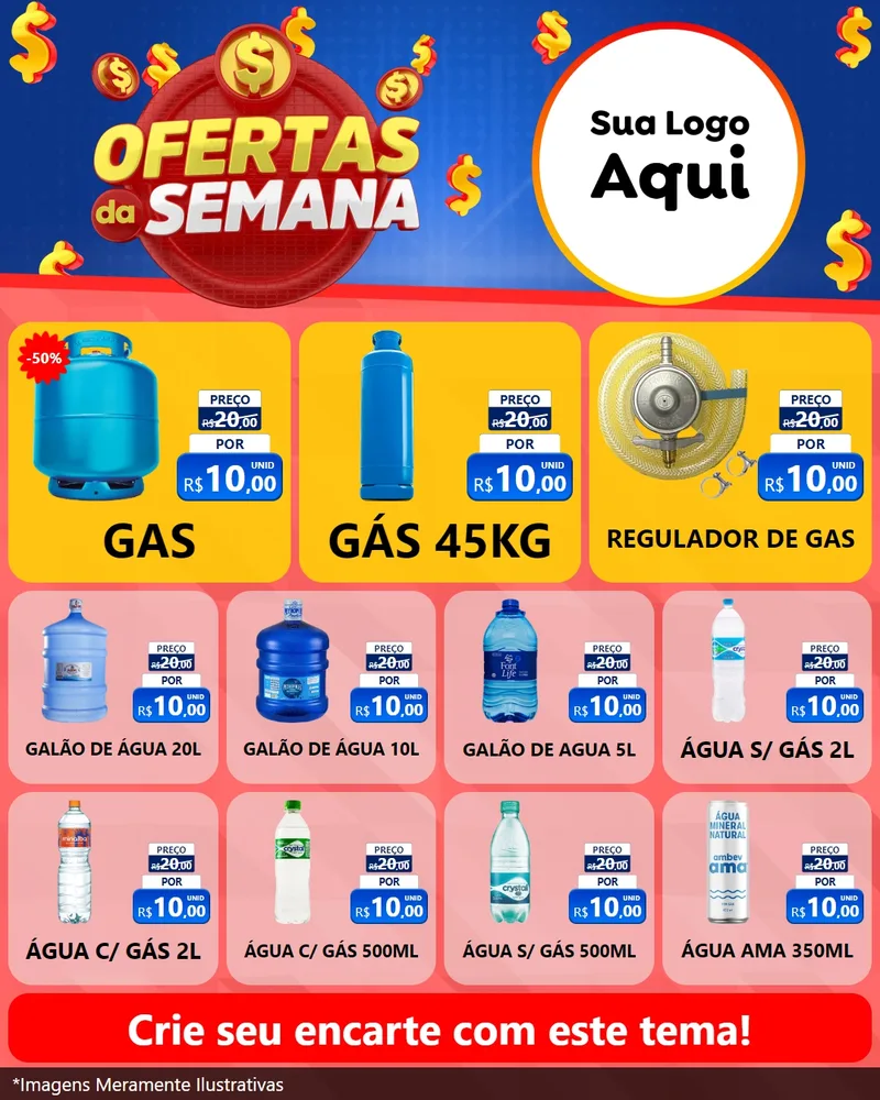 Modelo de Rede Social para Feed Instagram com o tema Ofertas Da Semana para Água e gás