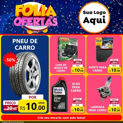 Modelo de Rede Social para Feed Facebook com o tema Folia de Ofertas para Auto peças