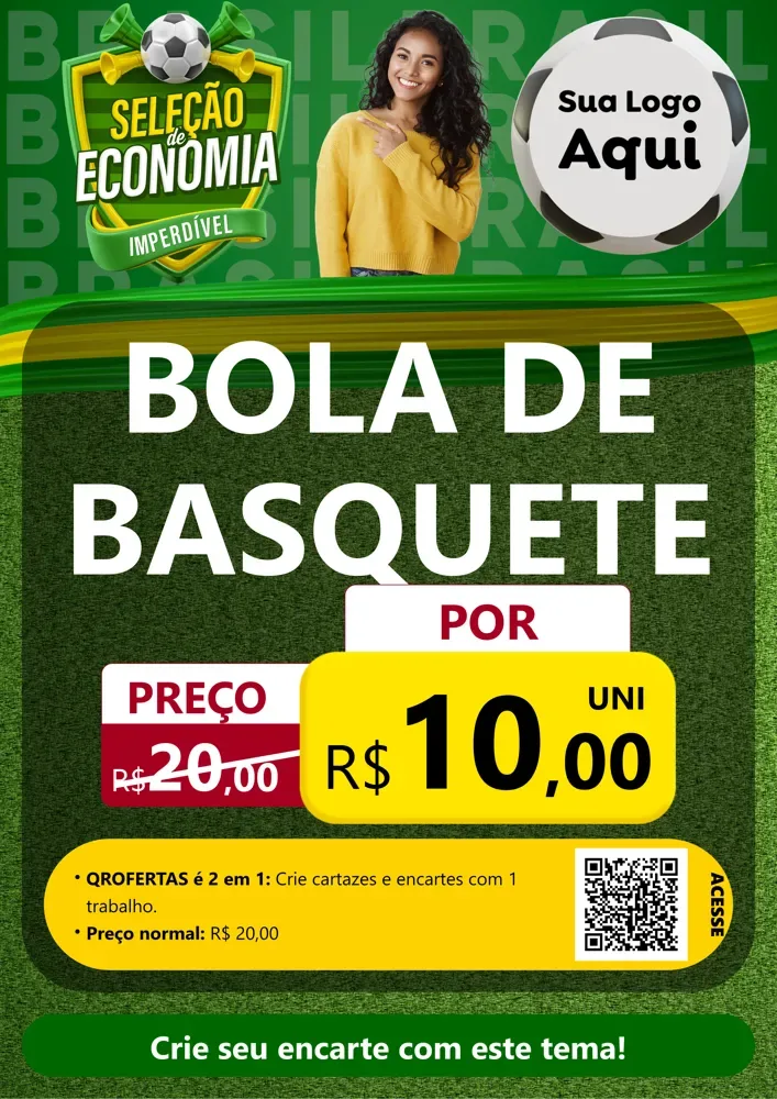 Modelo de Cartaz para Cartaz A4 Vertical com o tema Seleção de Economia - Copa para Artigos Esportivos