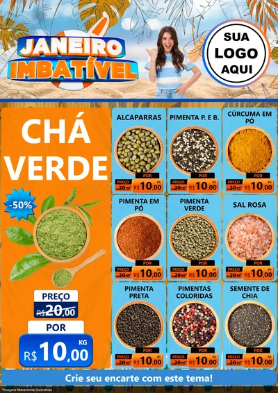 Modelo de Encarte para Encarte A4 Vertical com o tema Janeiro Imbatível para Produtos Naturais