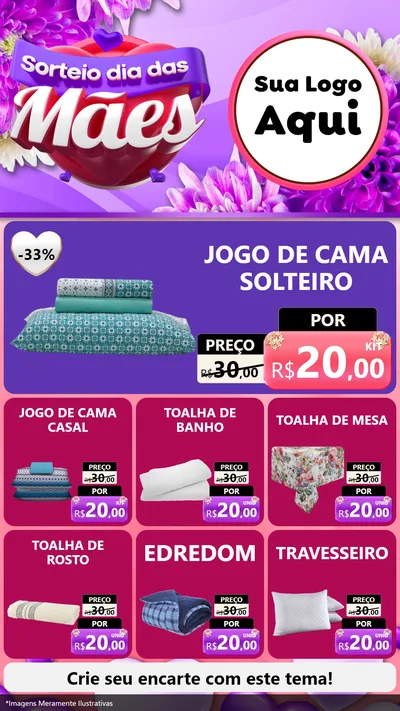 Modelo de Rede Social para Stories com o tema Sorteio Dia das Mães para Cama, Mesa e Banho