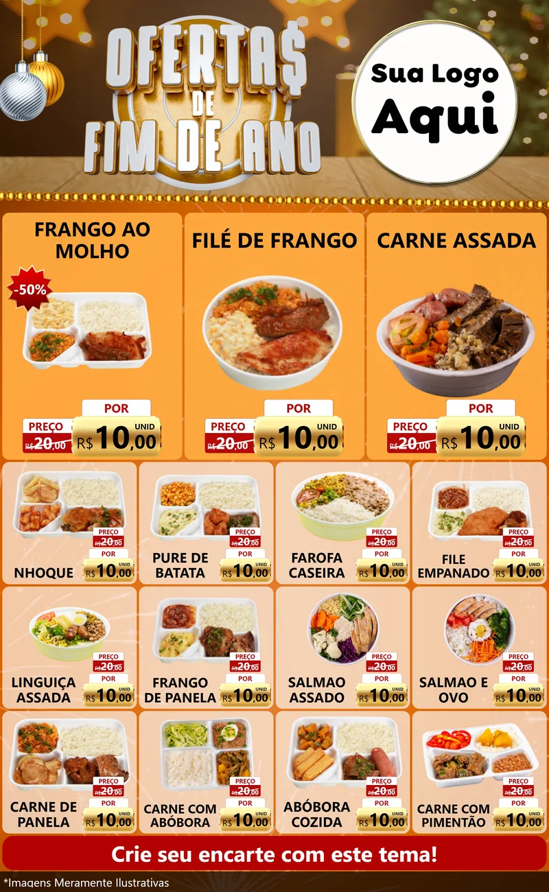 Modelo de Encarte para Encarte Grande com o tema Ofertas de Fim de Ano para Restaurante