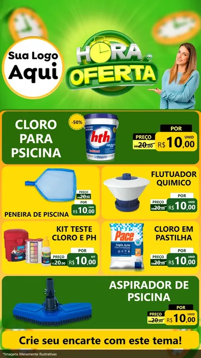 Modelo de TV para TV Vertical com o tema Hora da Oferta para Produtos para Piscina