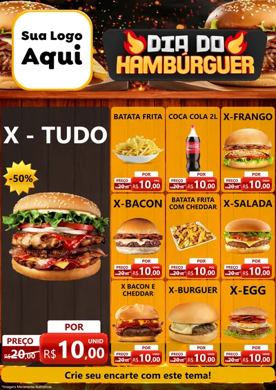 Modelo de Encarte para Encarte A4 Vertical com o tema Dia do Hambúrguer para Hamburgueria