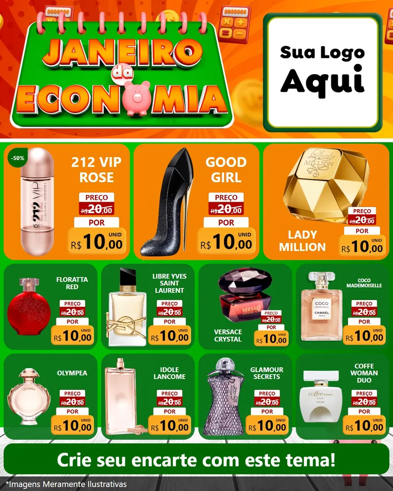 Modelo de Rede Social para Feed Instagram com o tema Janeiro da Economia para Perfumes