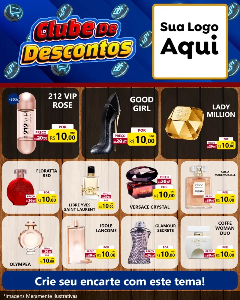 Modelo de Rede Social para Feed Instagram com o tema Clube de Descontos para Perfumes