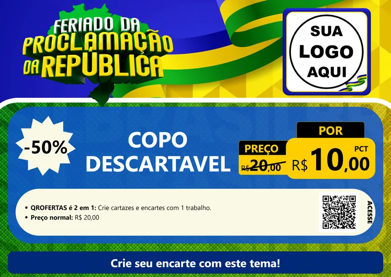 Modelo de Cartaz para Cartaz A4 Horizontal com o tema Feriado da Proclamação da República para Embalagens