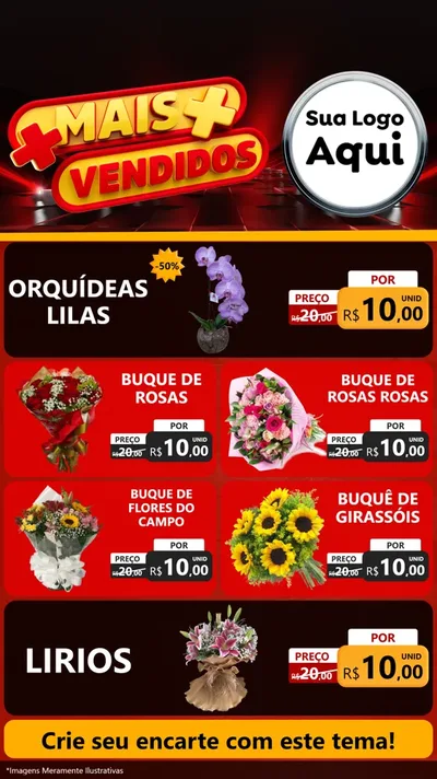 Modelo de TV para TV Vertical com o tema Mais Vendidos para Floricultura e jardim