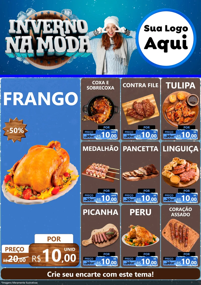 Modelo de Encarte para Encarte A4 Vertical com o tema Inverno na Moda para Assados