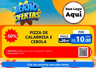 Modelo de Cartaz para Cartaz A4 Horizontal com o tema Verão de Ofertas para Pizzaria