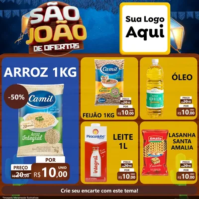 Modelo de Rede Social para Feed Facebook com o tema São João Ofertas Imbatíveis! - Junina para Supermercado