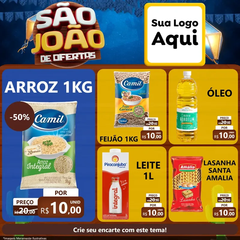 Modelo de Rede Social para Feed Facebook com o tema São João Ofertas Imbatíveis! - Junina para Supermercado