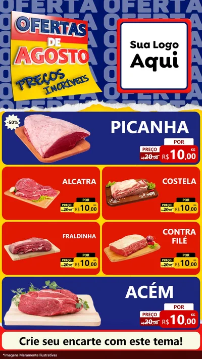 Modelo de TV para TV Vertical com o tema Ofertas de Agosto - Preços Incríveis para Açougue