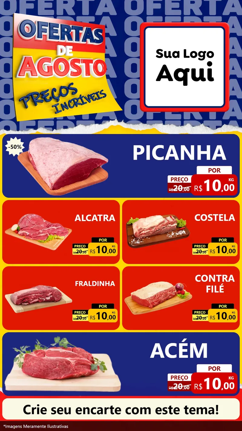 Modelo de TV para TV Vertical com o tema Ofertas de Agosto - Preços Incríveis para Açougue
