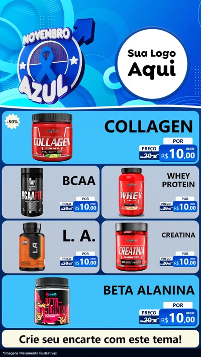 Modelo de TV para TV Vertical com o tema Novembro Azul para Suplementos alimentares