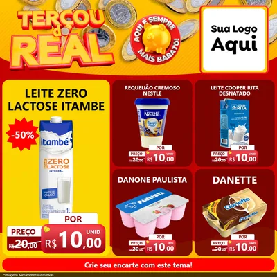 Modelo de Rede Social para Feed Facebook com o tema Terçou do Real para Frios e Laticínios
