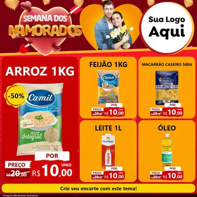 Modelo de Rede Social para Feed Facebook com o tema Semana dos Namorados para Supermercado