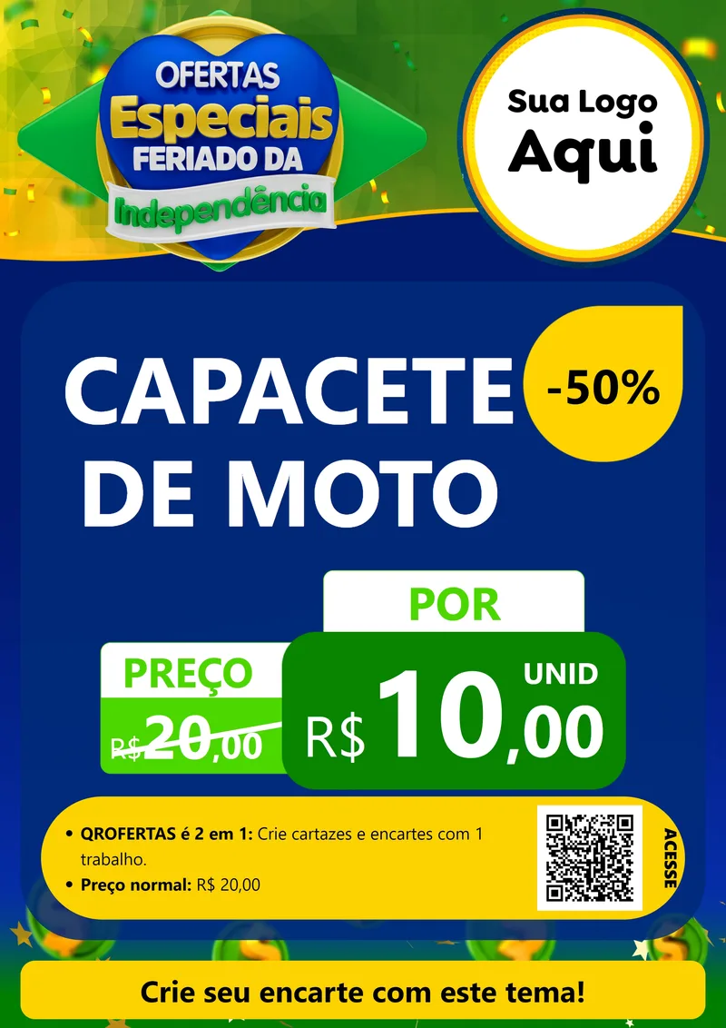 Modelo de Cartaz para Cartaz A4 Vertical com o tema Ofertas Especiais Feriado da Independência para Moto peças