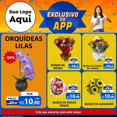 Modelo de Rede Social para Feed Facebook com o tema Exclusivo do Aplicativo para Floricultura e jardim