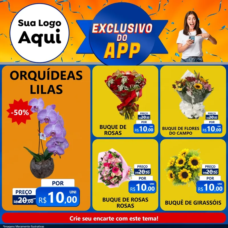 Modelo de Rede Social para Feed Facebook com o tema Exclusivo do Aplicativo para Floricultura e jardim