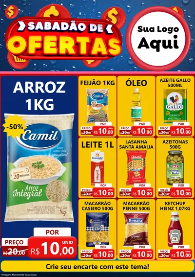 Modelo de Encarte para Encarte A4 Vertical com o tema Sabadão de Ofertas para Supermercado