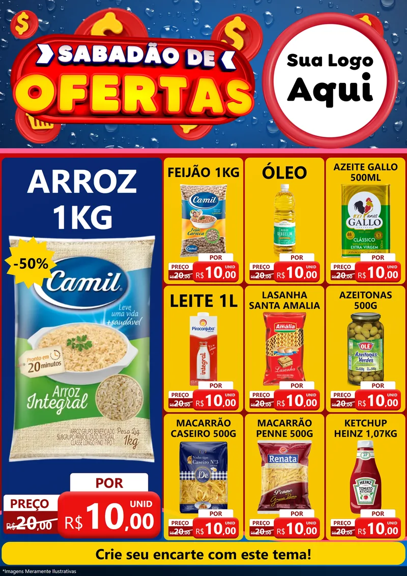 Modelo de Encarte para Encarte A4 Vertical com o tema Sabadão de Ofertas para Supermercado