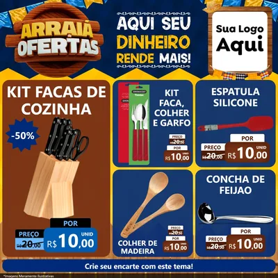 Modelo de Rede Social para Feed Facebook com o tema Arraiá de Ofertas - Junina para Utilidades Domésticas