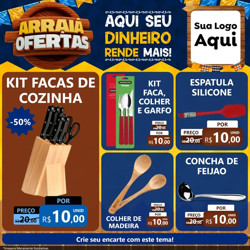 Modelo de Rede Social para Feed Facebook com o tema Arraiá de Ofertas - Junina para Utilidades Domésticas