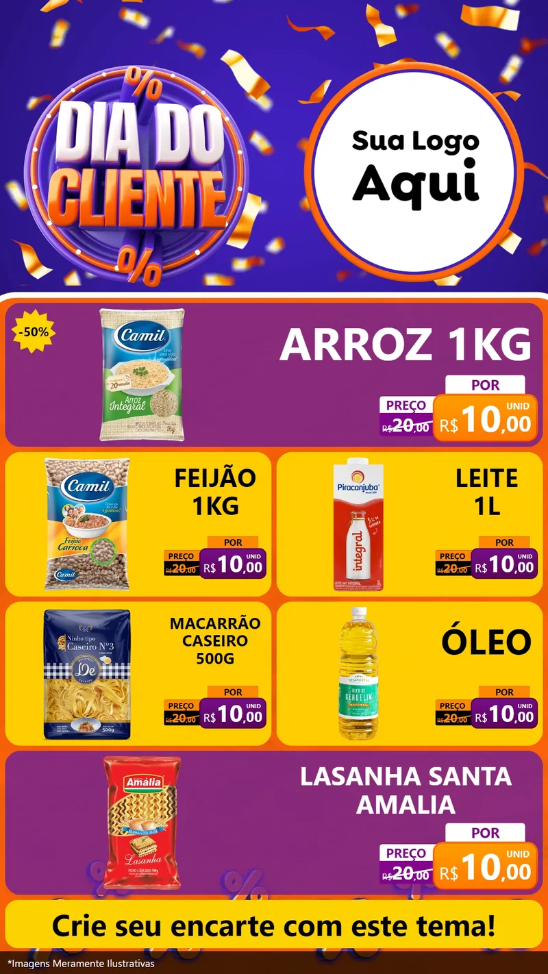 Modelo de TV para TV Vertical com o tema Dia do Cliente para Supermercado