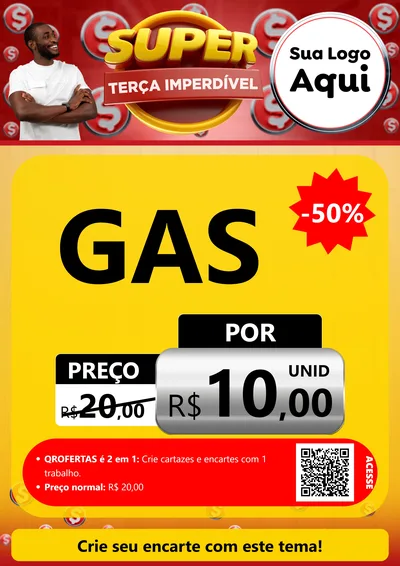Modelo de Cartaz para Cartaz A4 Vertical com o tema Super Terça Imperdível para Água e gás