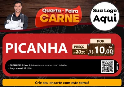 Modelo de Cartaz para Cartaz A4 Horizontal com o tema Quarta-Feira de Carne para Açougue