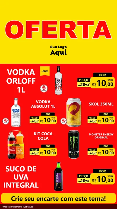 Modelo de TV para TV Vertical com o tema OFERTA - Vermelho Cartaz para Distribuidora de bebidas
