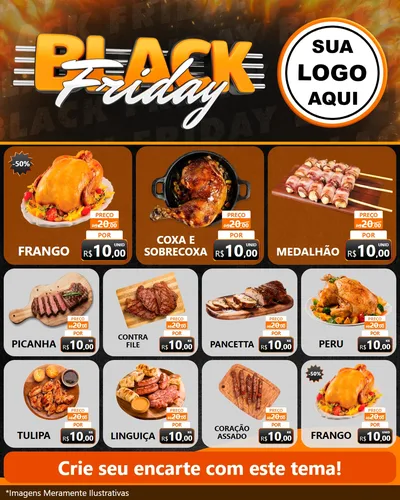 Modelo de Rede Social para Feed Instagram com o tema Black Friday para Assados