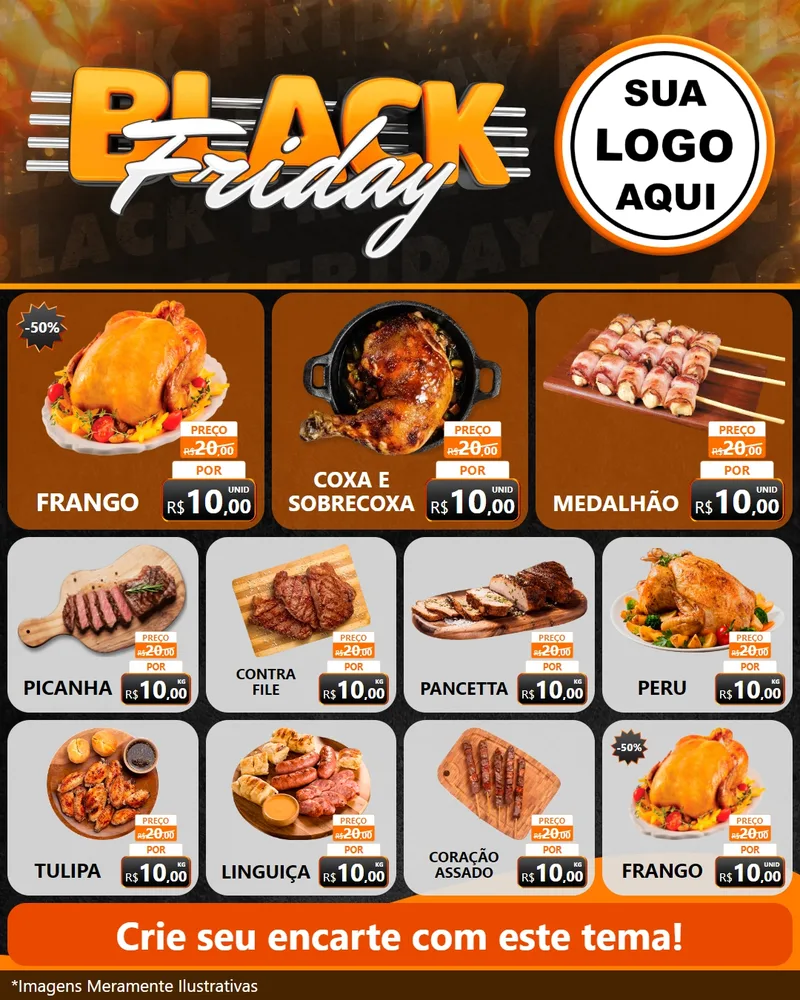 Modelo de Rede Social para Feed Instagram com o tema Black Friday para Assados