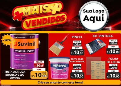 Modelo de Encarte para Encarte A4 Horizontal com o tema Mais Vendidos para Tintas e Ferramentas