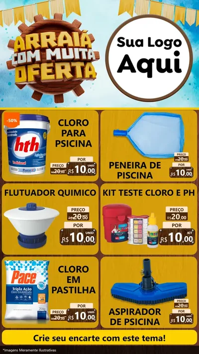 Modelo de Rede Social para Stories com o tema Ofertas de São João - Junina para Produtos para Piscina