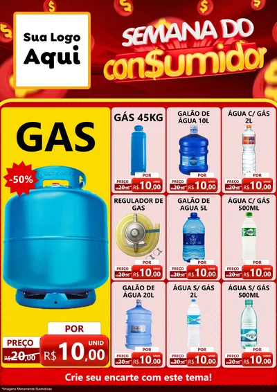 Modelo de Encarte para Encarte A4 Vertical com o tema Semana do Consumidor para Água e gás