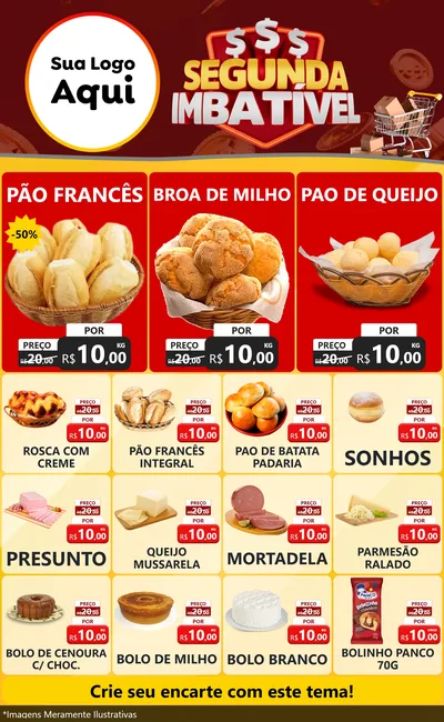 Modelo de Encarte para Encarte Grande com o tema Segunda Imbatível para Padaria