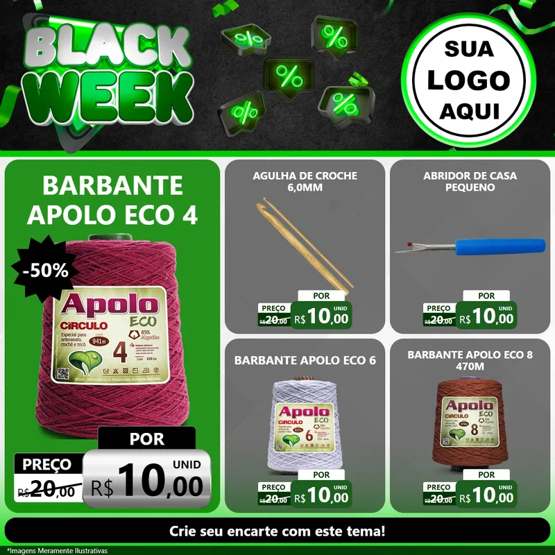 Modelo de Rede Social para Feed Facebook com o tema Black Week para Armarinho e Aviamentos