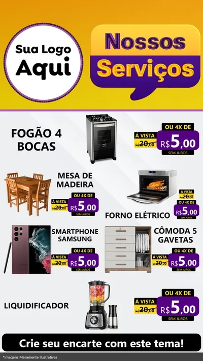 Modelo de TV para TV Vertical com o tema Nossos Serviços para Móveis e Eletro