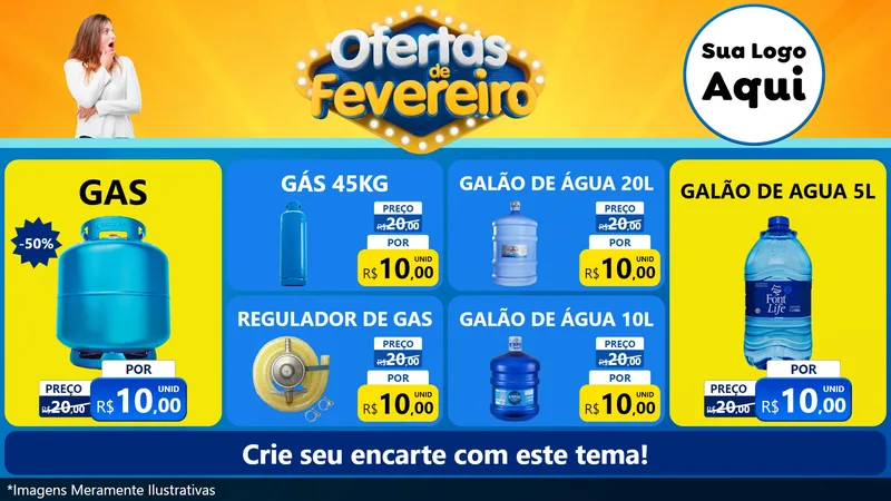 Modelo de TV para TV Horizontal com o tema Ofertas de Fevereiro para Água e gás