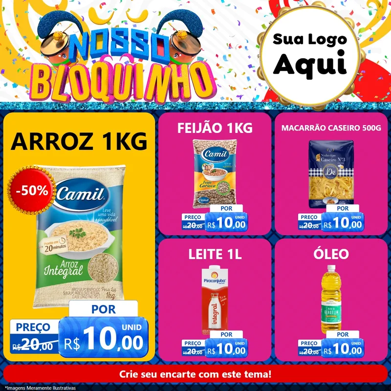 Modelo de Rede Social para Feed Facebook com o tema Nosso Bloquinho para Supermercado